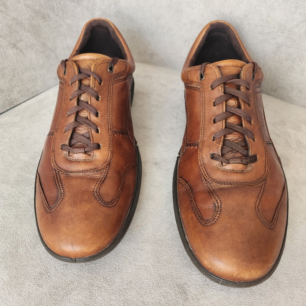 Ecco dress sneakers men's 12 brown leather preppy comfort business casual chic